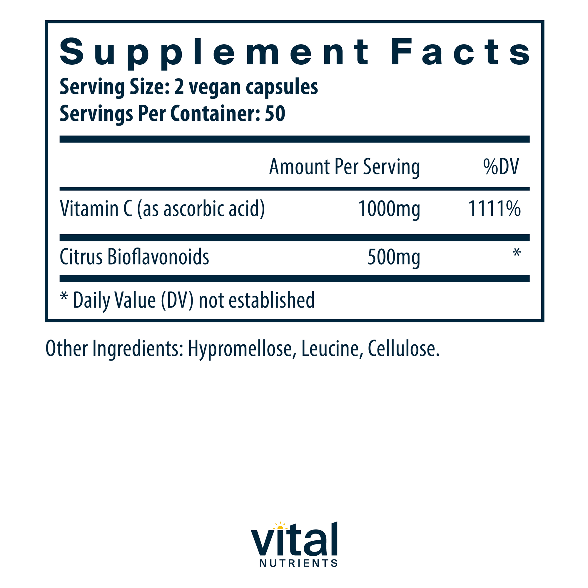 Vital Nutrients Vitamin C with Bioflavonoids, 100 vegan caps