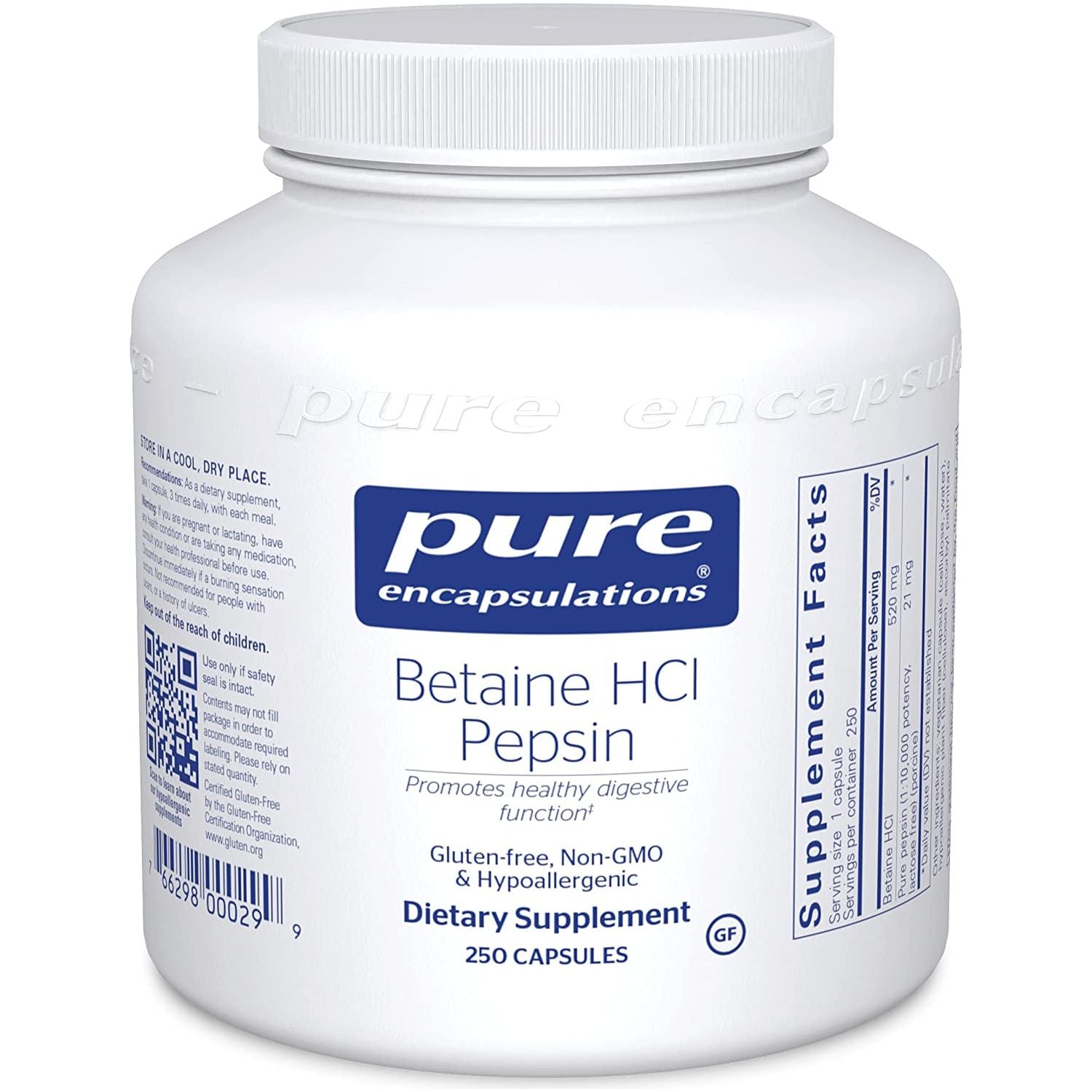 Pure Encapsulations Betaine HCI Pepsin 250caps