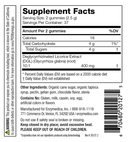 Enzymedica DGL Stomach Soothe Gummies